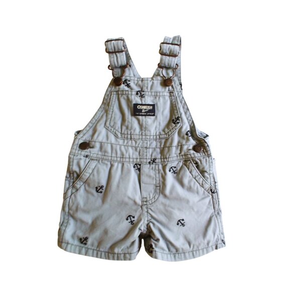 OshKosh Embroidered Anchors Shortalls 6 Months - Picture 1 of 7